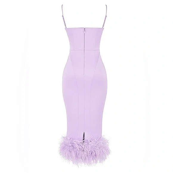 House of CB Helena Orchid Lavender Satin Midi Dress - Picture 10 of 10